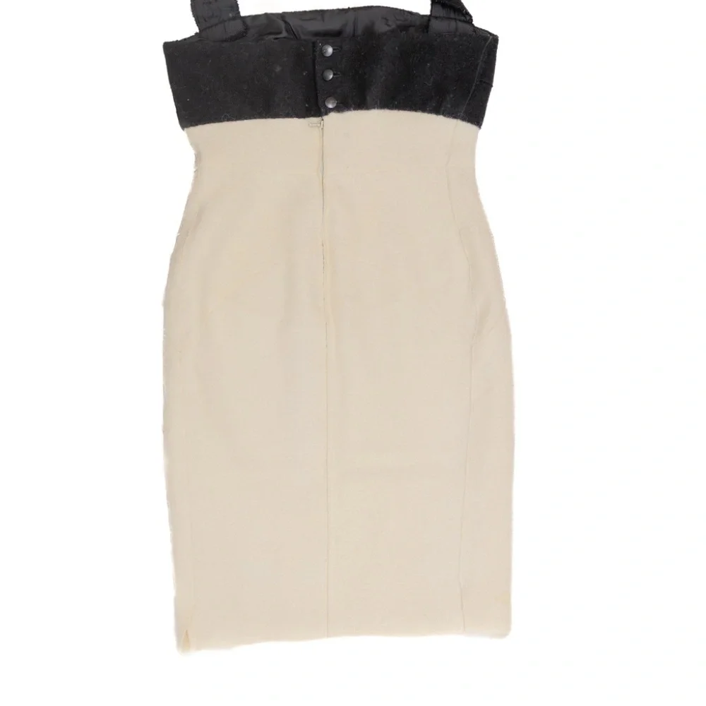 RARE Chanel‎ Black & Cream Wool Halter Dress - Size 38